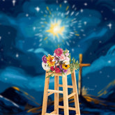 Aperturee - Earth Slope Sparkle Star Dark Blue Easter Backdrop